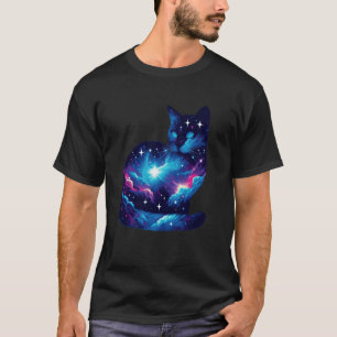 Camiseta Silueta de gato galáctico Gatito galaxia Noche est