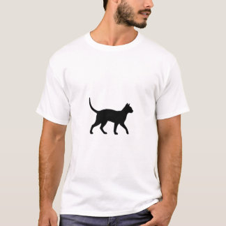 Camiseta Silueta de gato negro caminando