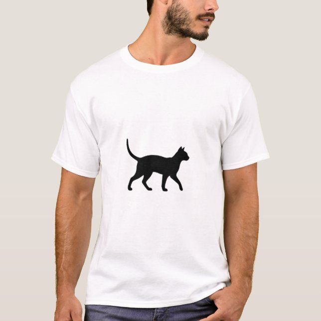 Camiseta Silueta de gato negro caminando (Anverso)