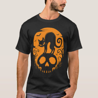 Camiseta Silueta de Halloween Chic Espeluznante