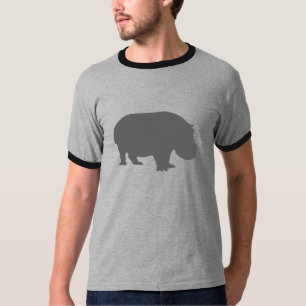Camiseta Silueta de Hipopótamo Gris