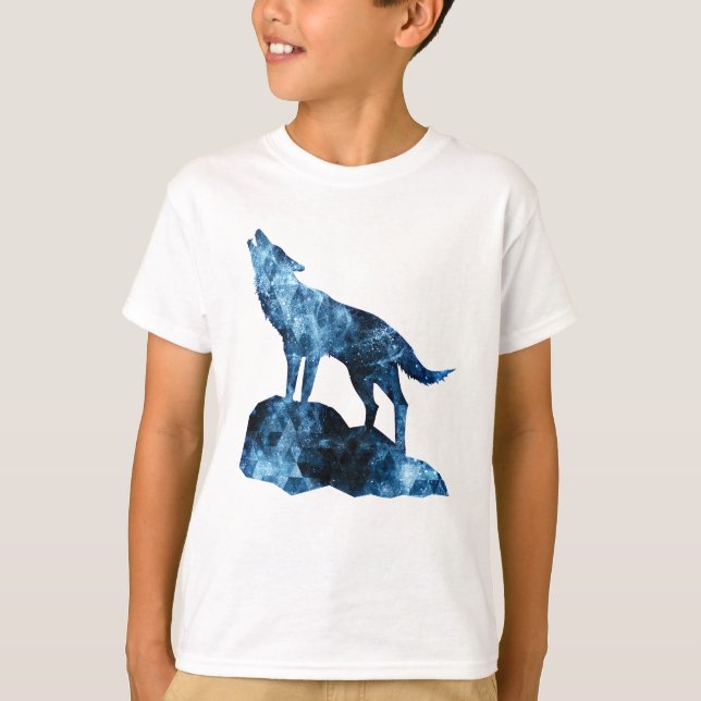 Camiseta Silueta de humo brillante azul de Wolf (Anverso)
