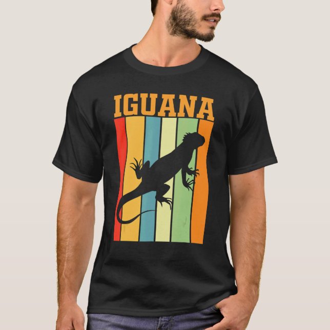 Camiseta Silueta de Iguana en colores retro (Anverso)