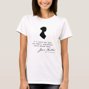 Camiseta Silueta de Jane Austen y cita de libro,