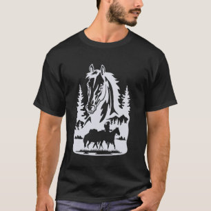 Camiseta Silueta de jinete de caballo indio occidental, nat