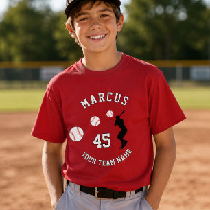 Camiseta Silueta de jugador de béisbol Nombre Número de equ