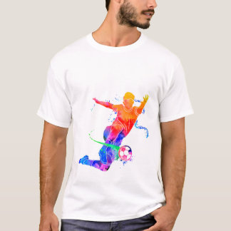 Camiseta Silueta de jugador de fútbol con acuarela colorida