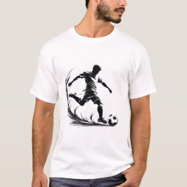 Camiseta Silueta de jugador de fútbol patada vector diseño