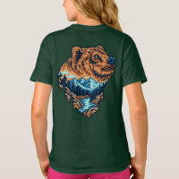 Silueta de la cabeza de oso grizzly montaña bosque