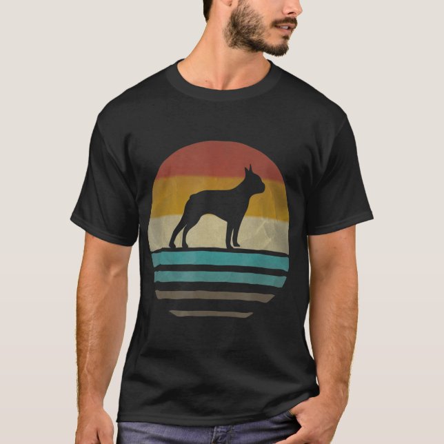 Camiseta Silueta de la época del retro de perro de Boston T (Anverso)