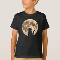 Silueta de la luna llena del gato negro