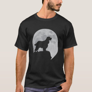 Camiseta Silueta De La Luna Y El Perro Inglés Springer Span