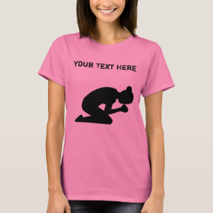 Camiseta Silueta de la mujer en sus rodillas que ruega