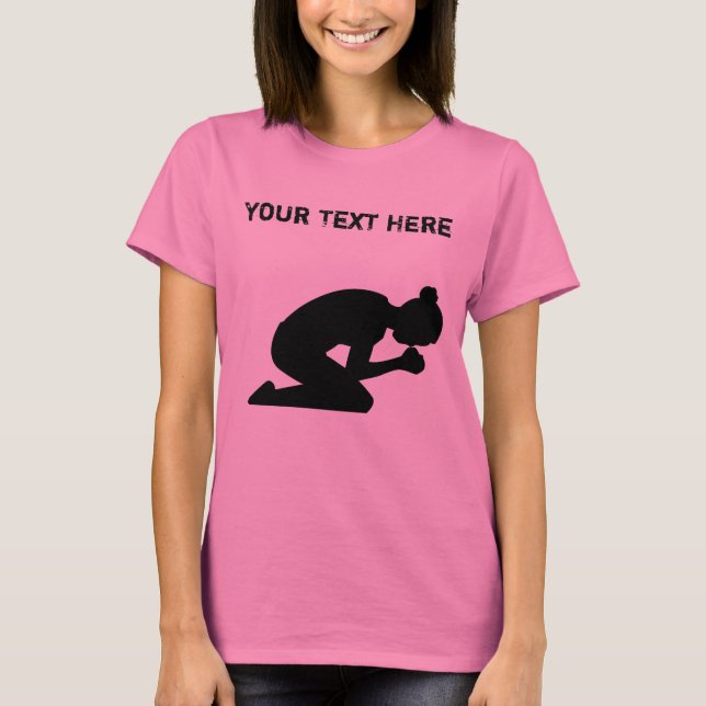 Camiseta Silueta de la mujer en sus rodillas que ruega (Anverso)