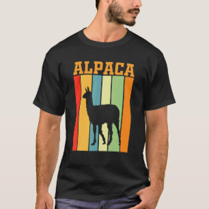 Camiseta Silueta de la Sombra de la Alpaca en colores retro