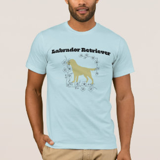 Camiseta Silueta de Labrador Amarillo con Marco de Flor Bla