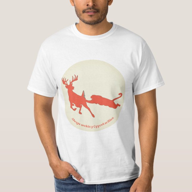 Camiseta Silueta de león de ciervo y montaña (Anverso)