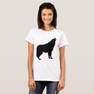 Camiseta Silueta de lobo aullador