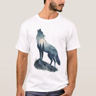 Camiseta Silueta de Lobo Aullador – Naturaleza