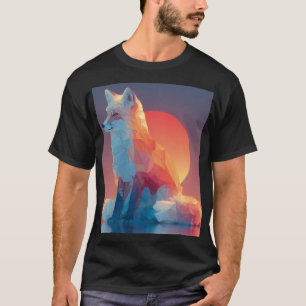 Camiseta Silueta de lobo geométrico   Vida silvestre de pol