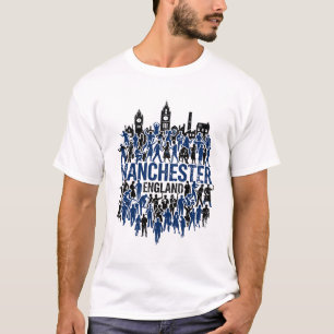 Camiseta Silueta de Mánchester Inglaterra y ciudadanos