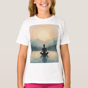 Camiseta Silueta de Meditación Bienestar Yoga Atención Pl