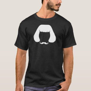Camiseta Silueta de meme de bigote de manillar y pelo raro