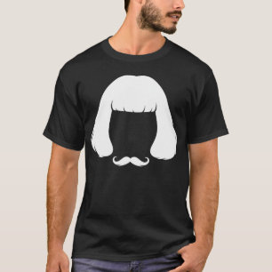 Camiseta Silueta de meme de bigote y pelo raro