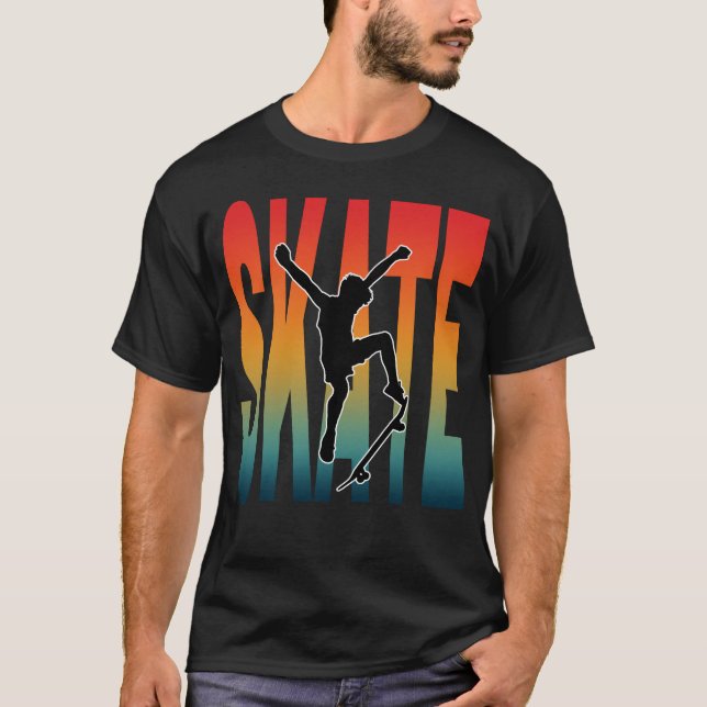 Camiseta Silueta de monopatín de skateboarding (Anverso)