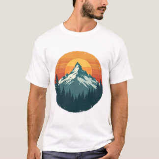 Camiseta Silueta de montaña al atardecer