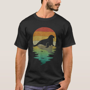 Camiseta Silueta de morsa Puesta de sol Retro Vintage 70s N