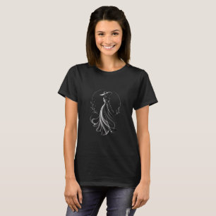 Camiseta Silueta de mujer elegante en diseño de arte de lín