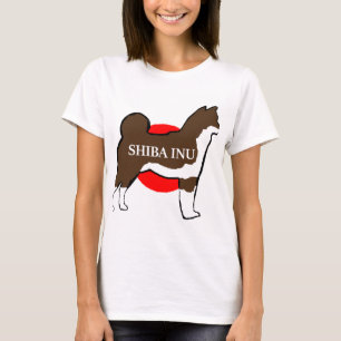 Camiseta silueta de nombre shiba inu sobre el sésamo rojo d