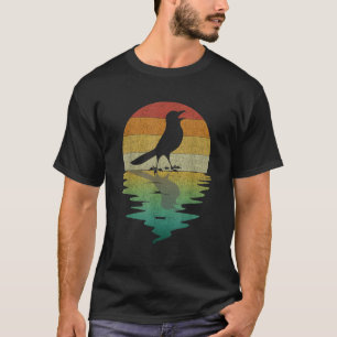 Camiseta Silueta de Oriol Pájaro Atardecer Retro Vintage 70