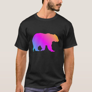 Camiseta Silueta de Oso Grizzly Coloridos Pasteles