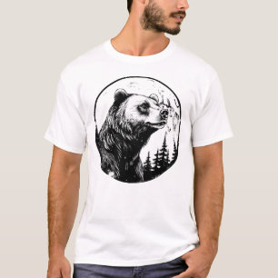 Camiseta Silueta de oso grizzly en entorno natural