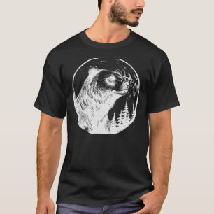 Camiseta Silueta de oso grizzly en entorno natural