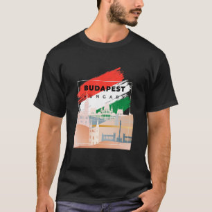 Camiseta Silueta de paisajes emblemáticos de Budapest en Hu