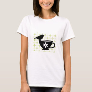 Camiseta Silueta de pájaro en taza de té