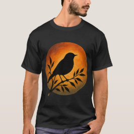 Camiseta Silueta de pájaro sobre luna llena