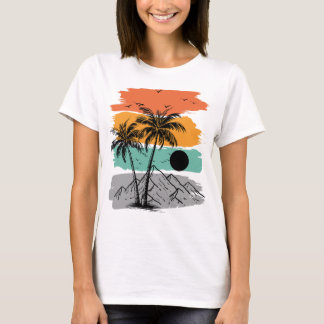 Camiseta Silueta de palmera verano 