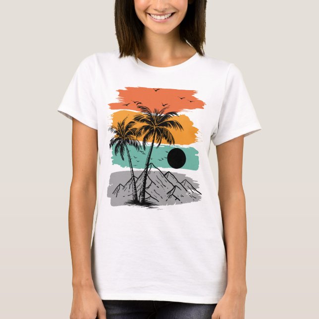 Camiseta Silueta de palmera verano  (Anverso)