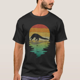 Camiseta Silueta de Pangolín Atardecer Retro Vintage 70s