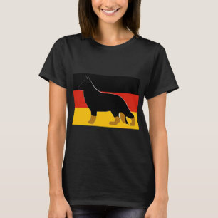 Camiseta silueta de pastor alemán en bandera bicolor