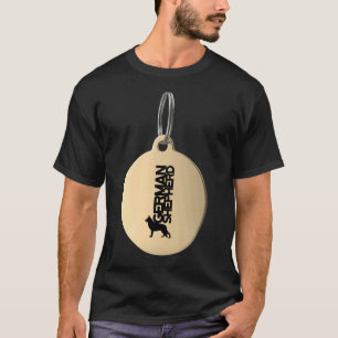 Camiseta Silueta De Pastor Alemana En Blanco Y Negro En G