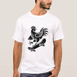 Camiseta Silueta de patinador de gallina minimalista