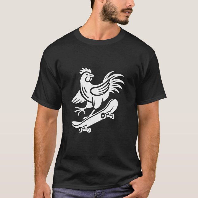 Camiseta Silueta de patinador de gallina minimalista (Anverso)