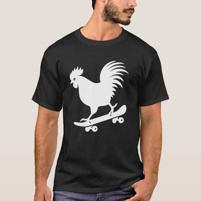 Camiseta Silueta de patinaje sobre patineta de gallina (Anverso)