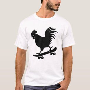 Camiseta Silueta de patinaje sobre patineta de gallina