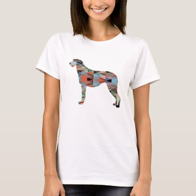 Camiseta Silueta de patrón geométrico de Deerhound escocés (Anverso)